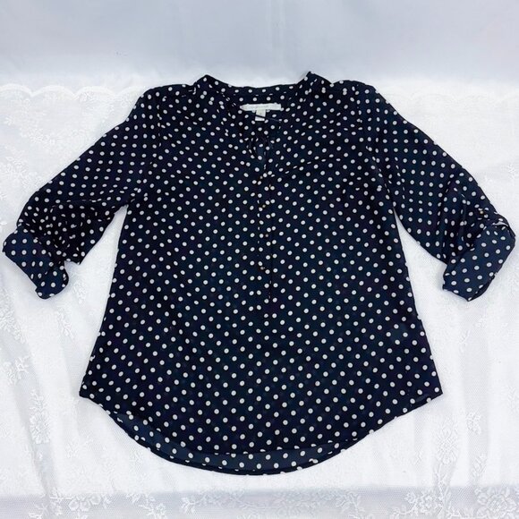 Lauren Conrad Polkadot Woman's Blouse Classy Shirt Top - Picture 3 of 12